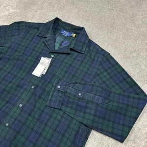 Ralph Lauren Hemd Herren großer Cord Schlaufenkragen klassisch grün blau Tartan - Bild 1 von 9