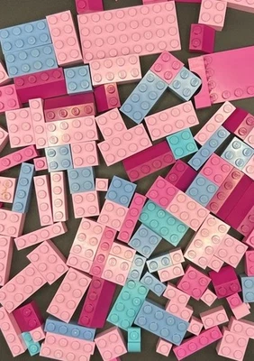 Pink & Blue LEGO Lot 100+ Assorted Bricks - Bulk 2x2, 1x2, 1x4, 2x6 Etc 1/3 lbs - Image 1 of 2