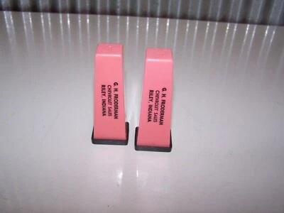 Vintage G.H. Shakers de sal e pimenta rosa Froderman - Chevrolet Salt & Pepper RILEY INDIANA - Imagem 1 de 4