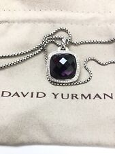 David Yurman Sterling Silver 17mm Albion Amethyst& Diamonds 18" Necklace 925