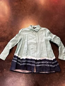 Donna Karan New York Blues Linen Button Up S - Picture 1 of 7