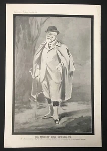 SPY cartoon from The World His Majesty King Edward VII 1910 Unfinished Print   - Picture 1 of 3