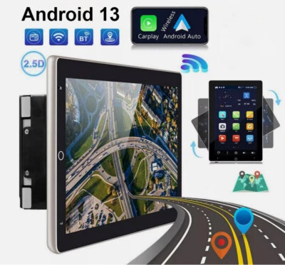 Rotatable 10.1" Android 13 Touch Screen Car Stereo Radio GPS WIFI BT Double 2DIN - Image 1 of 4