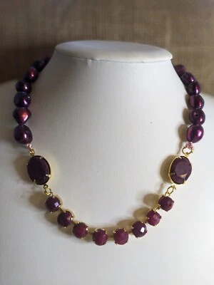 Natural Ruby Approx Total Carat 34 And Wine Baroque Pearls Statement  Necklace - Image 1 of 4