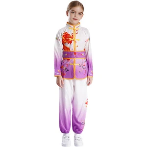 Unisex Uniform Belt Kung Fu Top Tops With Pants Knot Buttons Boys Girls Suit - Picture 1 of 89