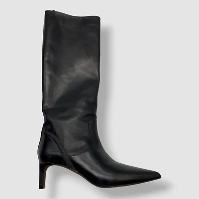 $2495 Brunello Cucinelli 女式黑色皮革高筒靴 39 码 — 第 1/4 张图片