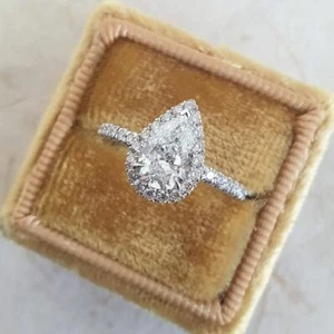 Birnenschliff Zirkon Mode 925 Silber gefüllt Ring Hochzeit Schmuck Gr. 6-10 - Bild 1 von 5