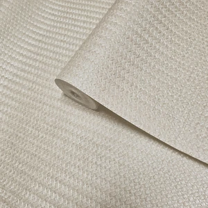 Embossed Beige taupe cream subtle woven faux wicker bamboo Textured wallpaper 3D - Picture 1 of 11