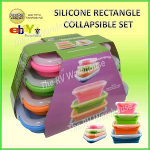 Collapsible Silicone Rectangle 4 Storage Containers Kitchen Home House RV PARTS - Picture 1 of 1