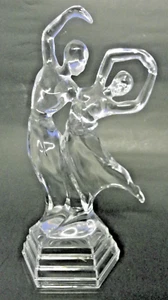 Estatuilla de escultura vintage de bailarines de ballet de cristal transparente de plomo de 11" de alto - Imagen 1 de 8