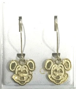 Brand New 14kt Gold MICKEY MOUSE Hanging Earrings - Picture 1 of 2