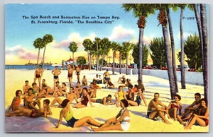 A563 Spa Strand und Erholung Pier Tampa Bay St. Petersburgh Fl Vintage Postkarte - Bild 1 von 2