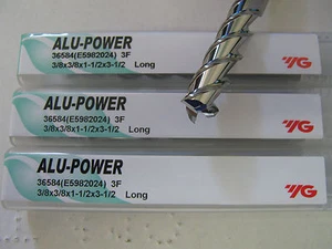 3 PC 3/8"x1 1/2"LOCx3 1/2" OAL YG-1 ALU-POWER 3 Flute Carbide End Mill ALUM"NEW" - Picture 1 of 1