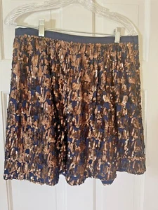 FALDA J CREW MUJER AZUL MARINO CON LENTEJUELAS DE COBRE - TALLA 8 - NUEVA CON ETIQUETAS - Imagen 1 de 12