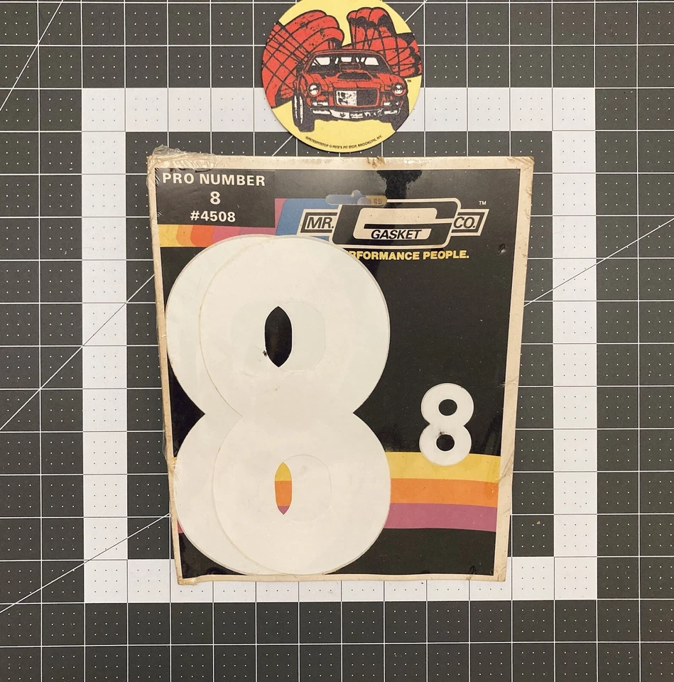 MR GASKET 4508 #8 White Pro Racing Number VINTAGE 70s HTF Day 2 Drag Kustom B11 Foto 1 de 1