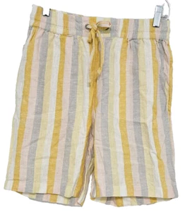 Natural D&Co Size XXS Linen Blend Shorts Striped Pull On 8” Inseam  NWOT bn13 - Picture 1 of 5