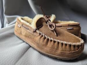 mens LL BEAN slippers SHEARLING wool lined 10 M moccasin shoes