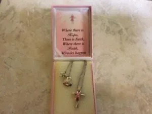 BRADFORD EXCHANGE BREAST CANCER Necklace Where there is Hope, There is Faith NEW - Picture 1 of 5