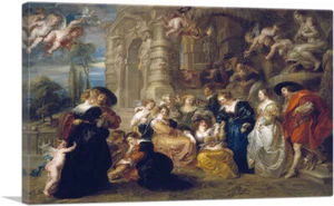 ARTCANVAS Il giardino dell'amore 1634 stampa artistica su tela di Peter Paul Rubens - Foto 1 di 14