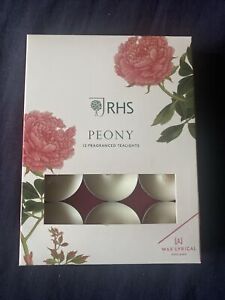 Wax Lyrical RHS Fragranced Tealights 12 Pack (peony) New