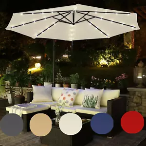 300cm Sonnenschirm Ampelschirm mit LED Kurbelschirm Marktschirm mit Ständer - Bild 1 von 38
