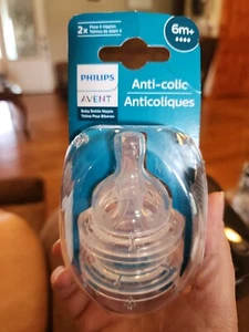 Philips Avent Anti-Colic Baby Bottle Fast Flow Nipple 2 Ct. Baby Bottle - Picture 1 of 1