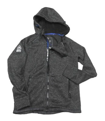 Sudadera con capucha para hombre Heather Storm Fleece Full ZIp negra de Superdry nueva sin etiquetas Foto 1 de 3