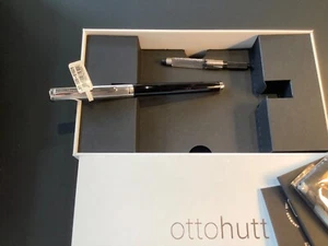 Füllhalter von Ottohutt D01, schwarz lackiert,Teile Plati.Kappe Ag 925 Streifen - Picture 1 of 4