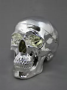 Chromed Harvey Life-Size 3 Piece Skull, Halloween Skull, Silver Skull,NEW - Picture 1 of 6