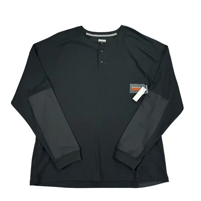 Bass Outdoor Mens Hiker Henley Long Sleeve Thermal T-Shirt Black 2XL - Image 1 of 4