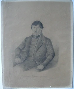 Bartholomäus Wiedmann Gastwirt Rottach zum Scherer Bleistiftzeichnung ca 1880 - Bild 1 von 3