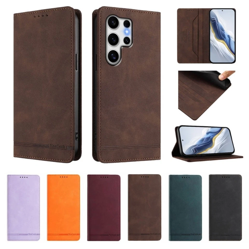 Magnetic Leather Wallet Phone Case For Samsung S25 S24 S23 S20 S22 S21 Note 20 - Image 1 of 4