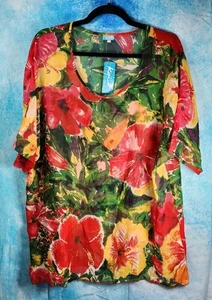 Kai Kaftan Badeanzug Cover Up Damen Gr. XS/S Tropical Top Kreuzfahrt Hawaii Strand - Bild 1 von 6