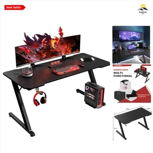 Gaming Desk Metal Carbon Fibre 60x120cm Modern Z-Shaped Office Gaming Table - Picture 1 of 9