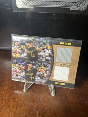 Paul Skenes / Jared Jones 2025 Topps Series 1 Dual Relic GOLD  /50 PLAYER-WORN - Image 1 of 2