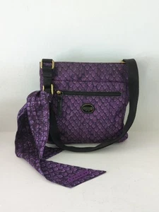 Coach Snake Print Slim Crossbody Bag Purple Black Nylon With Matching Scarf M35 - Picture 1 of 12