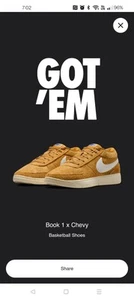 Talla 11 - Nike Chevrolet X Book 1 Oro Oscuro - Totalmente Nuevas En Caja - SNKRS - Imagen 1 de 8