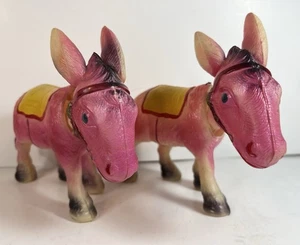 Pair of Pink Occupied Japan 1940s Donkey Bobbleheads - Picture 1 of 9
