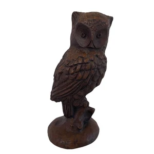 Estatuilla de aspecto tallado búho encaramado nueces trituradas fabricación de molino rojo años 80 - Imagen 1 de 8