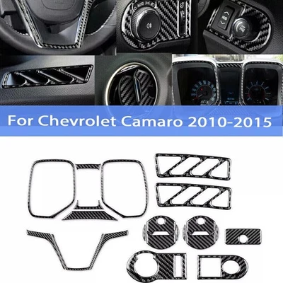 21 peças para Chevrolet Camaro 2010-2015 fibra de carbono kit interior completo conjunto capa - Imagem 1 de 4