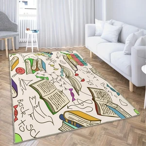 Alfombras antideslizantes biblioteca cómic garabato de libros lectura decoración del hogar alfombras carpa... - Imagen 1 de 4