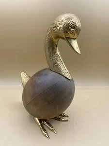 Cajero Dolbi 1980 vintage madera de teca pato pájaro pato latón LEER - Imagen 1 de 12