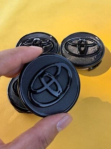 4x TOYOTA 57mm Full Black Wheel Center Caps- Corolla, Prius, Yaris - Picture 1 of 8