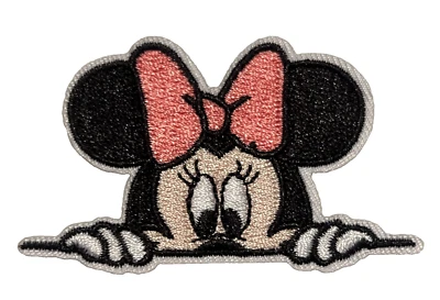 MINNIE MOUSE - PEEKING - LARGE - Embroidered Iron-On/Sew Patch - Image 1 of 2