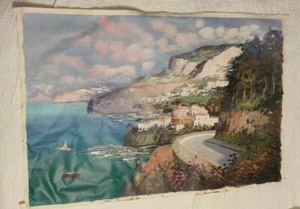 3 Italy OIL PAINTINGS Italian Coast Landscape Still Life Wine signed on Canvas - Bild 1 von 8