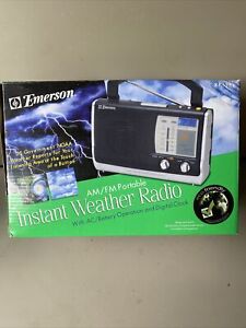 Emerson Portable Weather Clock AM/FM Radio Battery Plug In & Battery RP6251
