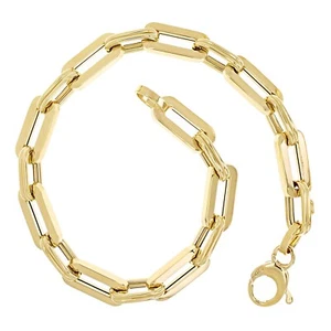 Italienische 14k Gelbgold Büroklammer Gliederkette Armband 7,5" 6mm 5,5 Gramm - Bild 1 von 4