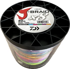Daiwa J-Braid 3300 Yards 3000 Meters Multi Color 30 40 50 65 80 PE J-Braid x 8 - Picture 1 of 10