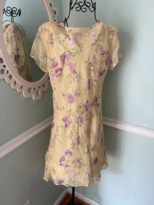 VTG R & K YELLOW COTTAGE PRAIRIE TEA PARTY FLORAL DRESS 6 Fem Coquette - Picture 1 of 4