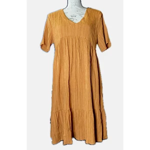 Cottage Emery Rose Damen Kleid L Kupferfarben Crinkle Boho Stufen V-Ausschnitt - Bild 1 von 9